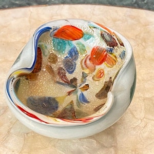 Murano Style 6&quot; MCM Heavy Studio Art Glass Multi-Color Cased Glass Ashtray