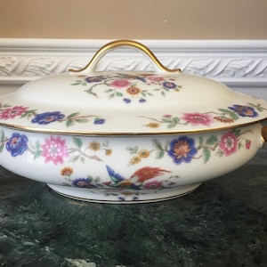 WM Guerin and Co Limoges France Macy Bird of Paradise 11&quot; Covered Dish