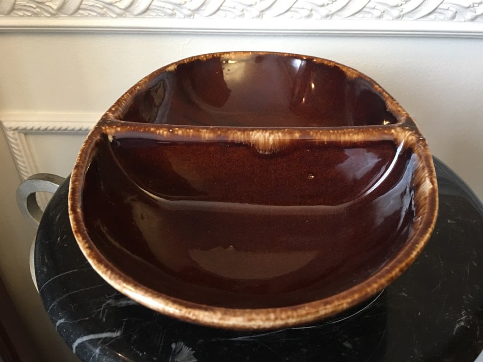 Vintage Kathy Kale Pottery Brown Drip Glaze 11 Divided Etsy