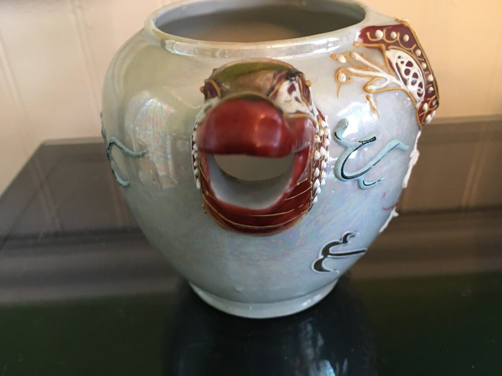 希少 手描き 九谷焼 ポット ティー コーヒー 輸出向け 白地 金龍