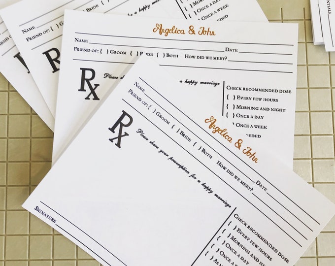 Prescription for Happy Marriage, Unique Guestbook Idea, Custom Note Pad ...
