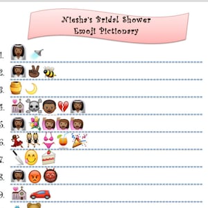 Bridal Shower Emoji Interactive Pictionary Game