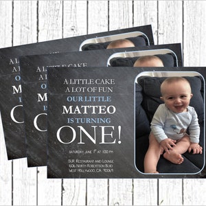 Birthday Invitation Printable With Picture Blue & Grey