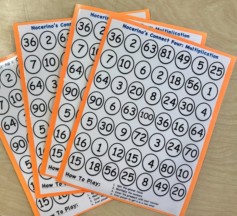 Multiplication Connect Four Educational Game Etsy