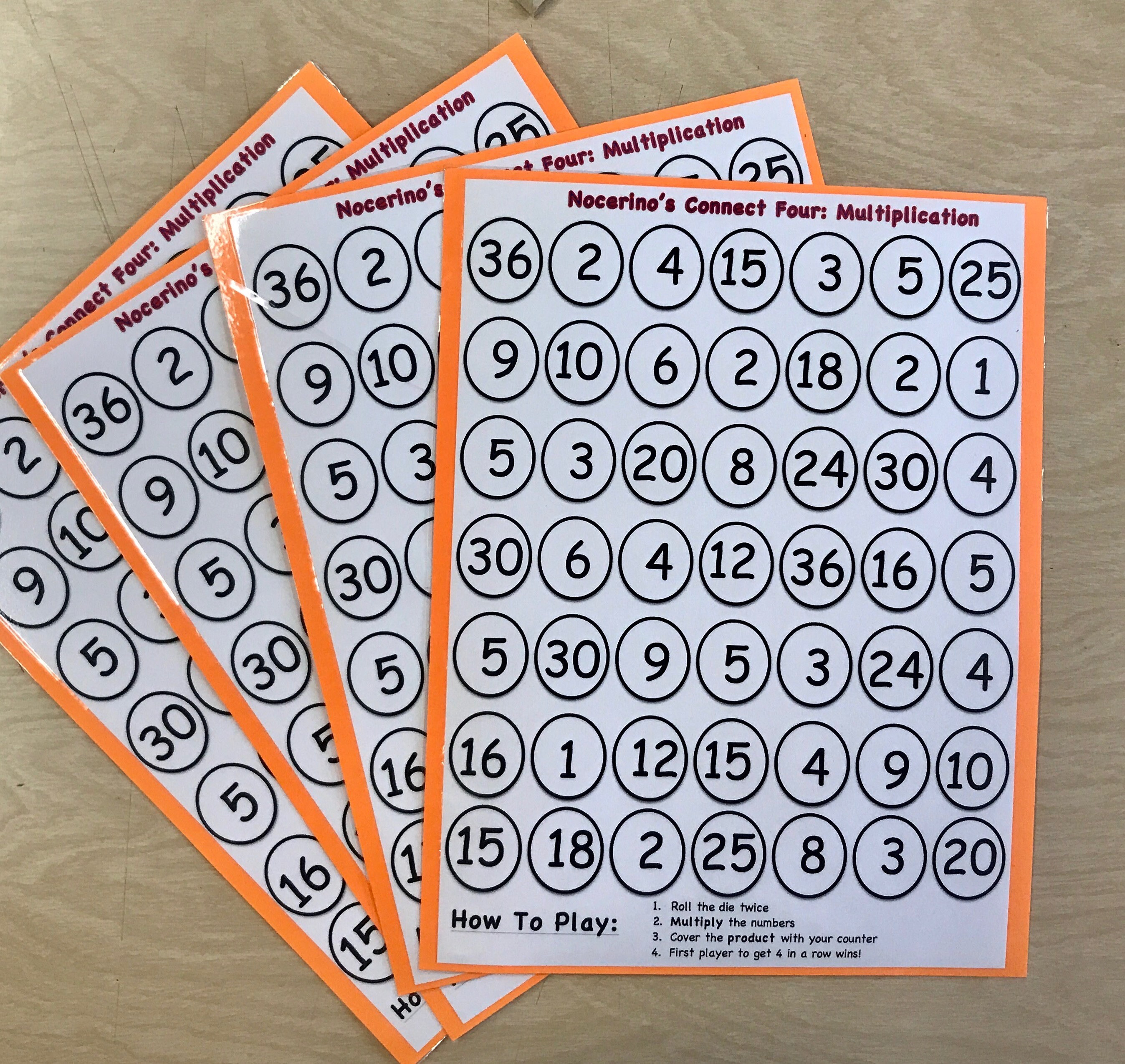 Multiplication Connect Four Educational Game Etsy