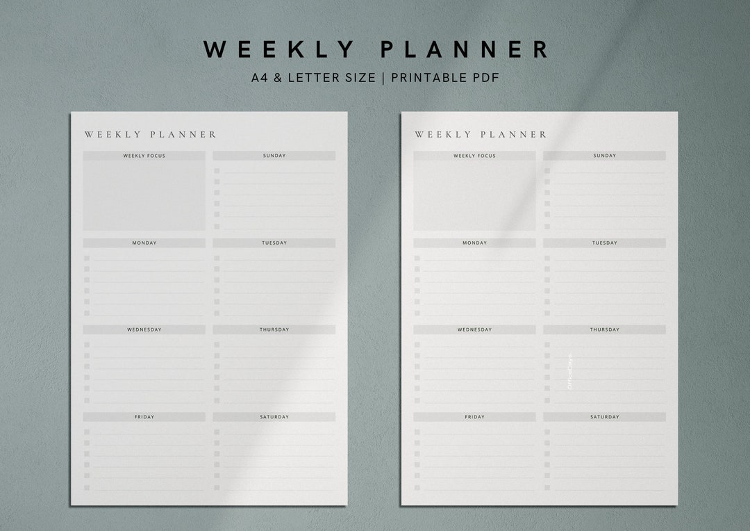 Minimalist Weekly Planner | Printable Schedule Template | Weekly to Do ...