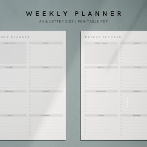 Minimalist Weekly Planner | Printable Schedule Template | Weekly To Do List | A4 & Letter | Instant Download