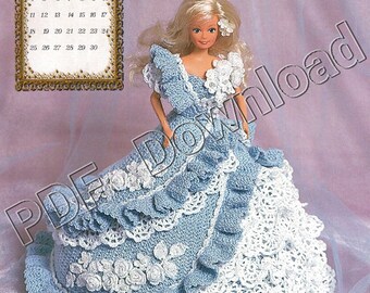CROCHET KNITTING PATTERN Barbie Fashion doll Bridal gown princess ballgown 1005