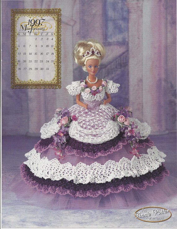 Bed Doll pattern Miss May /'99 Crochet fashion doll dress Crochet pattern for Barbie