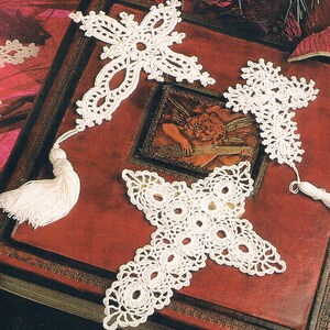 12 Crochet cross Bookmarks, "Marks of Faith", Crochet Cross bookmark pattern, Bookmark pattern, Lace cross bookmark, PDF Download