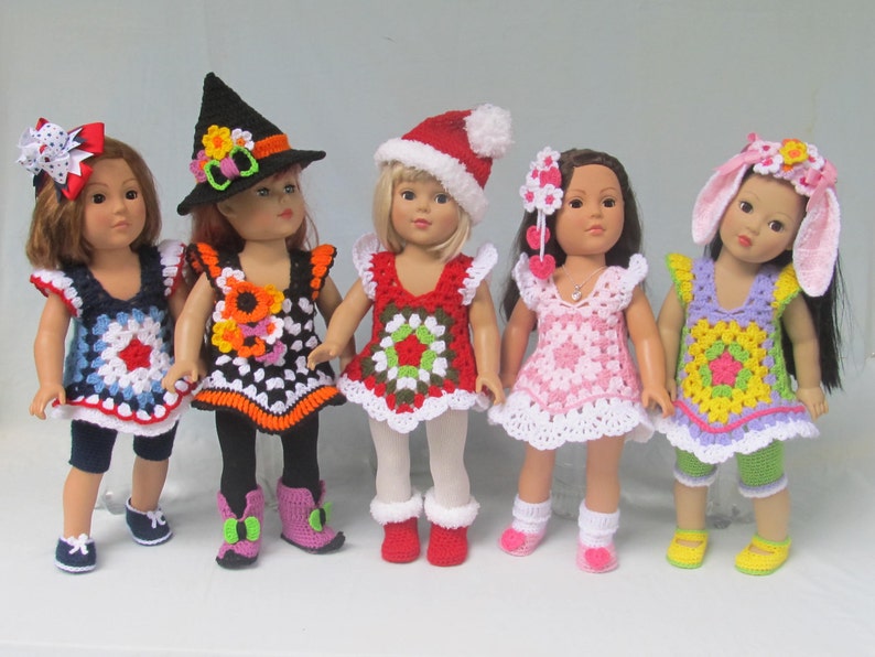 PDF Crochet Pattern for American girl doll "Holiday Toppers" Crochet doll costume