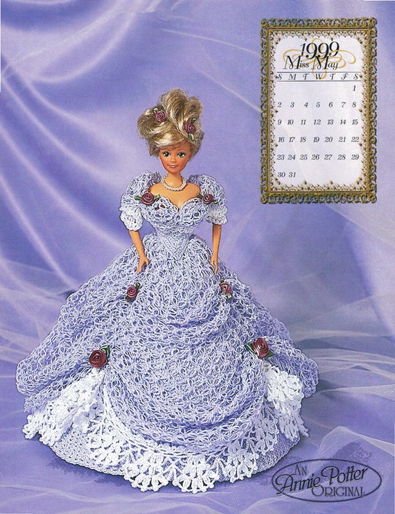 Bed Doll pattern Miss May /'99 Crochet fashion doll dress Crochet pattern for Barbie