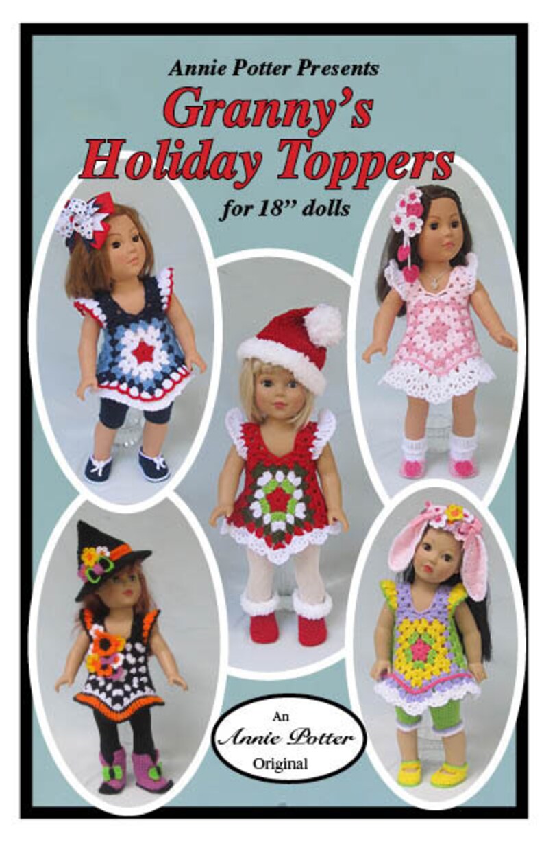 PDF Crochet Pattern for American girl doll "Holiday Toppers" Crochet doll costume