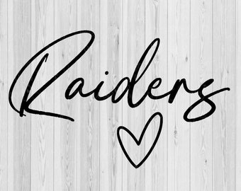 Raiders coração svg, Raiders svg, espírito desgaste svg, equipe desgaste svg, escola svg, camisa svg, esporte de equipe svg, silhueta svg, cricut svg