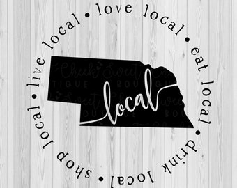 Nebraska local svg, viver svg local, adorar svg local, comprar svg local, beber svg local, comer svg local, Nebraska svg, silhueta svg, cricut svg