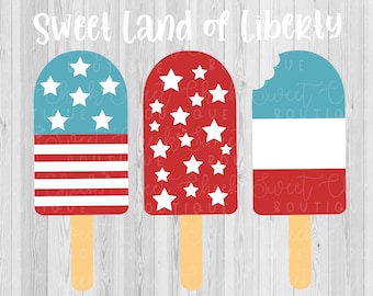 Doce terra da liberdade svg, picolés svg, bebê svg, criança svg, sinal svg, camisa svg, quatro de julho svg, silhueta svg, cricut svg