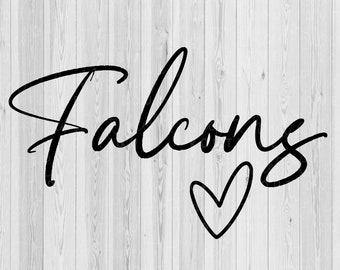 Falcons heart svg, Falcons svg, spirit wear svg, team wear svg, school svg, shirt svg, team sport svg, silhouette svg, cricut svg