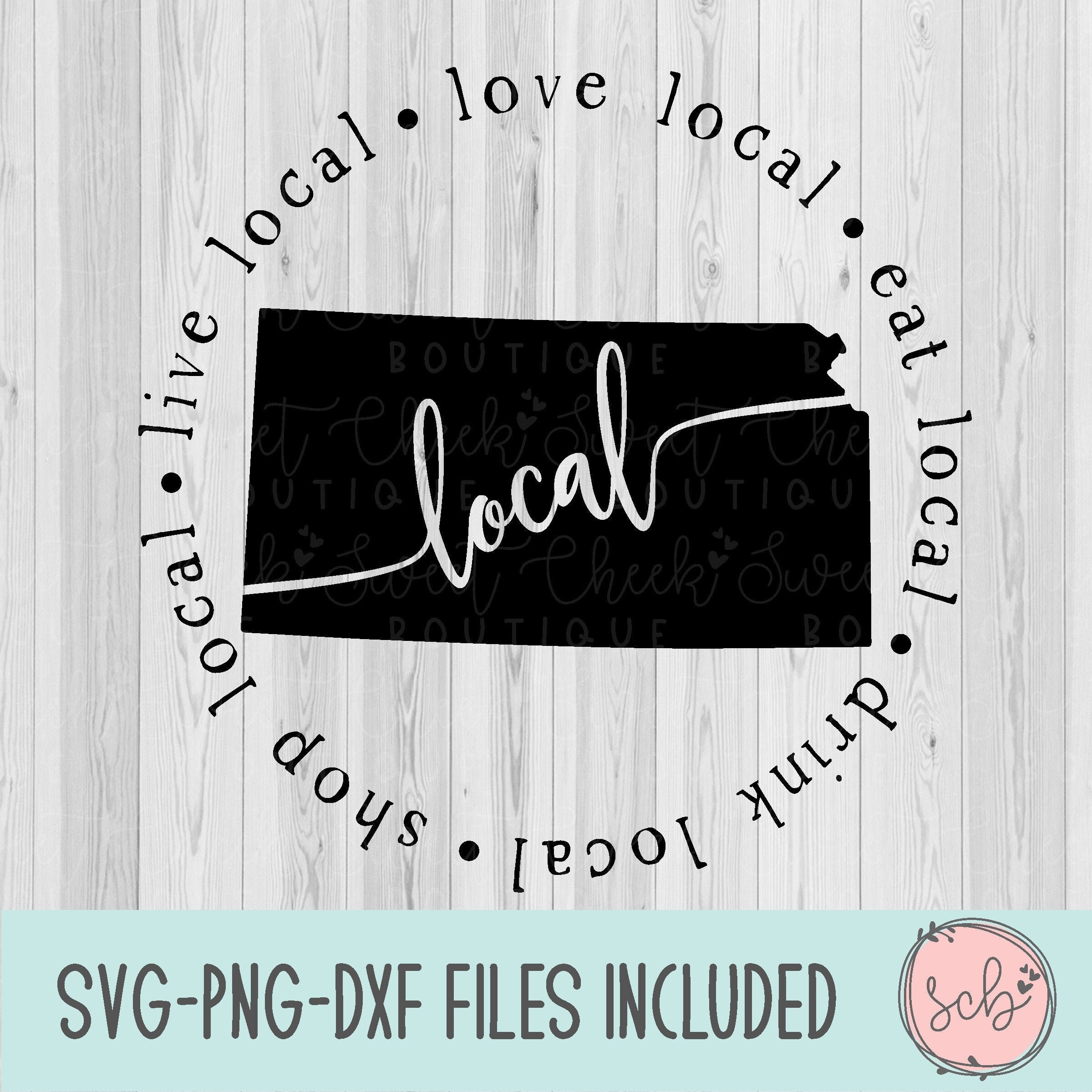 Kansas local svg, svg local en direct, amour local svg, boutique locale svg, boire svg local, manger svg local, Kansas svg, silhouette svg, cricut svg
