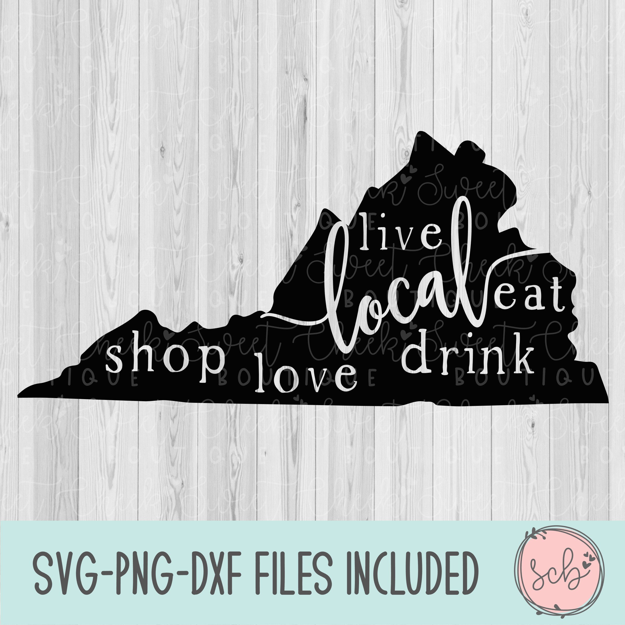 Virginia local svg, svg local en direct, l'amour local svg, boutique locale svg, boire svg local, manger svg local, Virginia svg, silhouette svg, cric