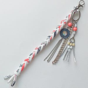 Colorful Bag Charm | Beaded Purse Accessory | Funky Keychain with Ribbons, Chains & Sparkle | Gift for Her | Statement Bling