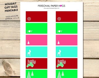 Holiday Gift Tags DIY Printable, Mini Printable Holiday Gift Tags, DIY Printable Holiday Gift Tags