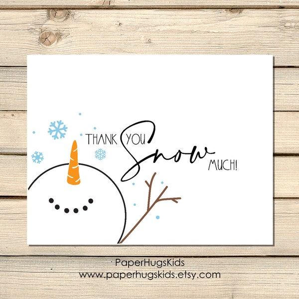 Thank you Snow Much Cute Snowman Thank You Christmas Holiday Blank Note Cards