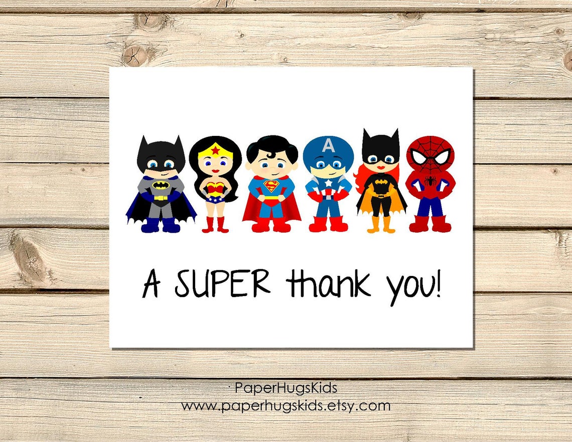 PRINTABLE Superhero Stationery Superhero Note Cards Personalized Note