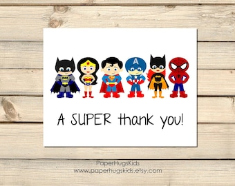 PRINTABLE Superhero Stationery - Superhero Note Cards - Personalized Note Cards - Superhero Thank You Cards - Superhero Notecards/Digital