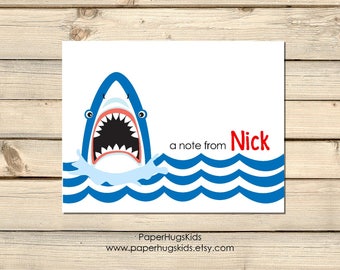 PRINTABLE Shark stationery, Shark Note Cards, Thank You Cards, Personalized Stationery, Note Cards, Ocean life, Shark / Digital File