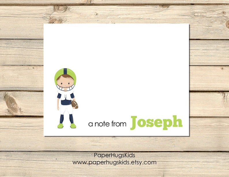 PRINTABLE Football stationery, Football Note Cards, Kids Thank You Cards, Personalized Stationery, Note Cards, Sports / Digital File image 1