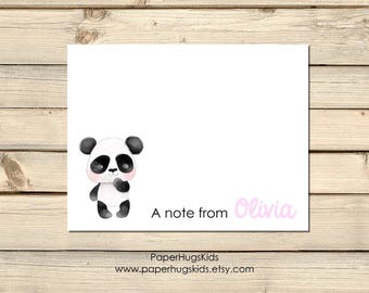 PRINTABLE Panda Bear stationery, woodland animal Note Cards, Thank You Cards, Personalized Stationery, Note Cards, Baby Panda / Digital File