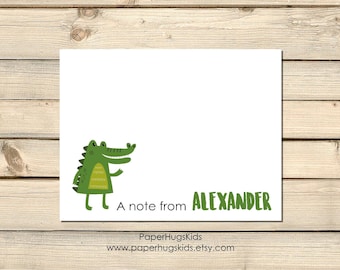 PRINTABLE Alligator stationery, Alligator Note Cards, Thank You Cards, Personalized Stationery, Note Cards, Baby Alligator / Digital File