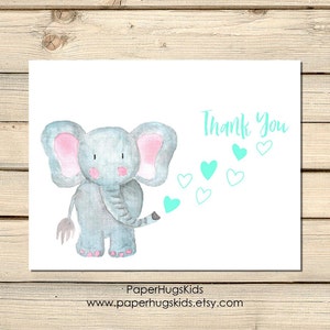 Elefant Danke, Baby Elefant, personalisierte Grußkarten, Dankeskarten, personalisiertes Briefpapier, Kinder Grußkarten / Digitale Datei