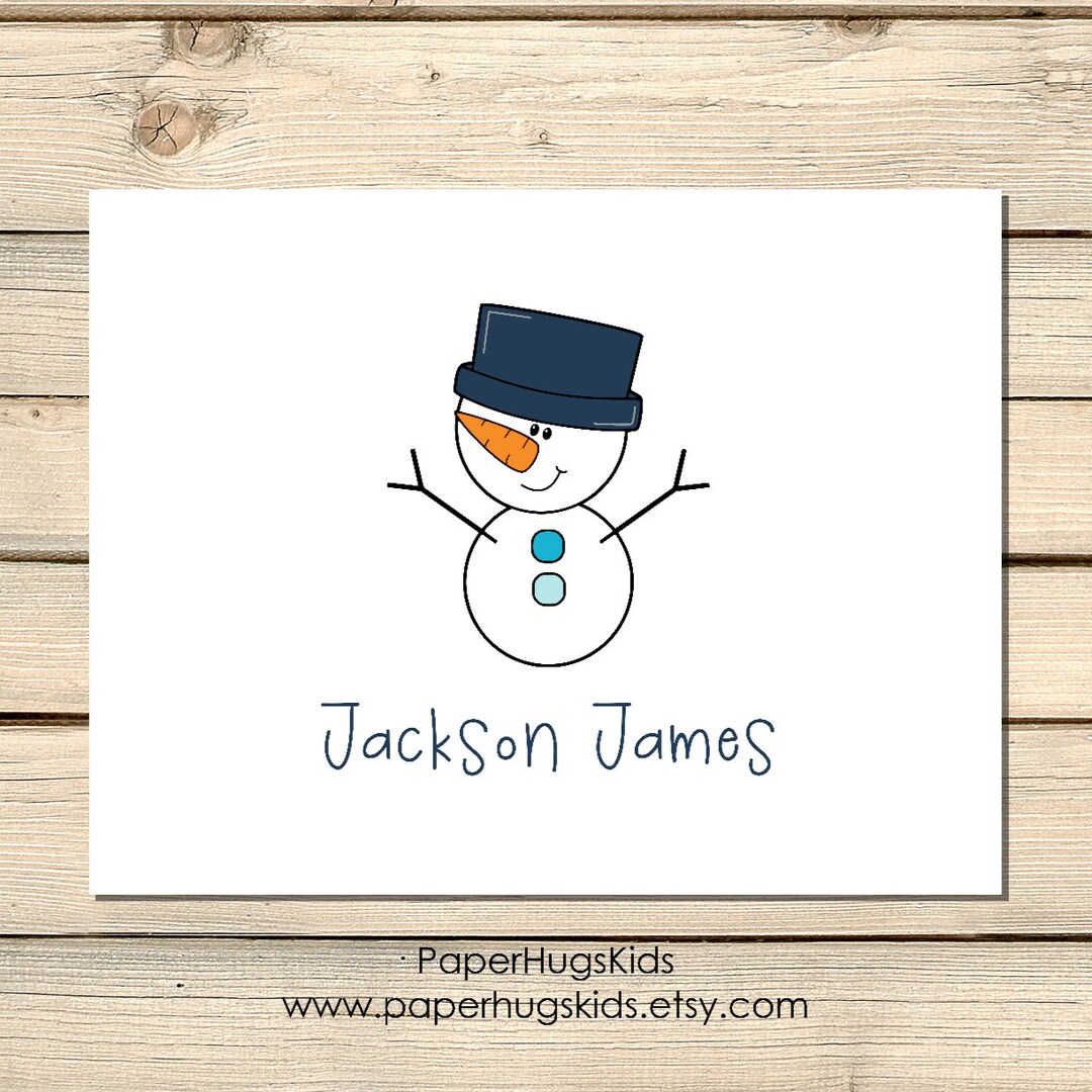 Snowman Note Cards for Kids Thank You Card Set Personalized Note Cards ...