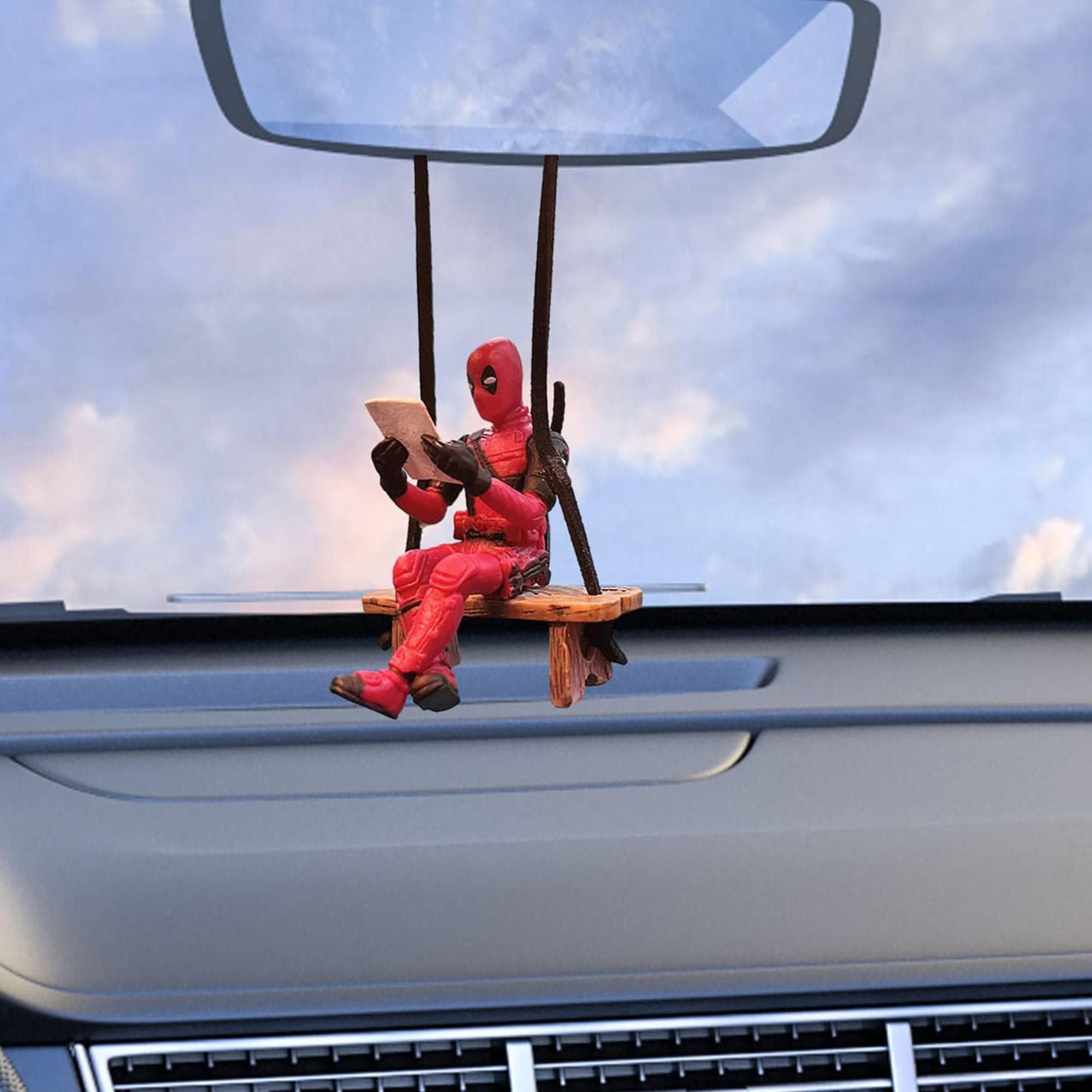 Marvel Superheld Deadpool Auto Innendekoration Mittelkonsole Rückspiegel  Dekoration für Auto Innenausstattung Zubehör