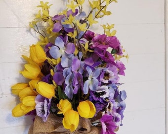 Cemetery flowers, Grave flowers, Artificial,Spring colors arrangements, Weather proof