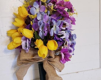 Cemetery flowers, Grave flowers, Artificial,Spring colors arrangements, Weather proof