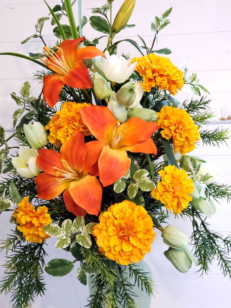 Cemetery flowers Grave flowers ArtificialSpring colors Etsy