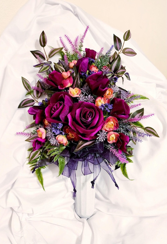 Friedhofsblumen, Grabblumen, knstliche Pflanzen, Spike Arrangement,  Einseitig - Etsy.de