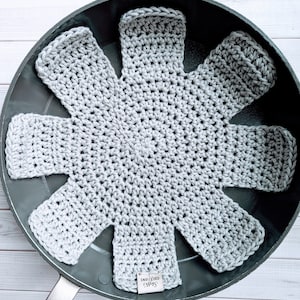 pots and pans protector crochet, kitchen gadget funny and unique, housewarming gift, kitchen storage, pots and pan saver, kitchen decor, pan