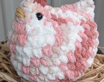 Valentine  crochet chicken stuffy, handmade crochet chicken, farm animal plushie, Farm nursery decor stuffed animal, Farmhouse chicken decor
