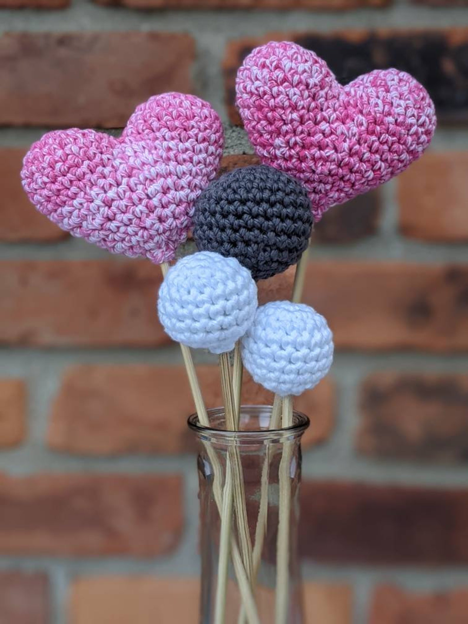 Crocheted Hearts Bouquet set of 5 Valentines Day Heart - Etsy