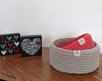 Baskets, Valentines gift, storage baskets, Home Decor, basket set, crochet baskets, gift baskets, crochet bowl, housewarming, gift basket,