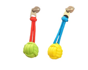 Luggage zipper pull, Monkey fist Zipper Pull Brightly colored paracord zipper pull