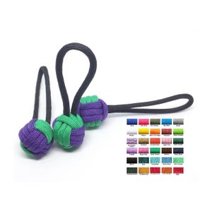 Paracord Monkey Fist Zipper Pull: Volleyball Keychain, Custom Colors