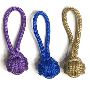 3 Micro Monkey fist Paracord Zipper pulls, volleyball zipper pull, miniature monkey fist, mini jacket zipper pull image 6