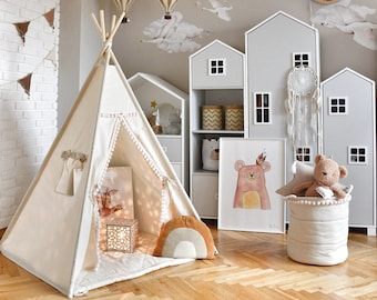 Tipi, tipi pour enfants, tipi beige, tipi pour les filles, tente tipi pour les enfants, tipi pour enfants, tente de jeu, tipi, tente tipi, wigwam, beige