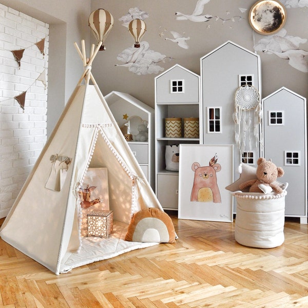 Tipi, Kinder Tipi, Beige Tipi, Tipi für Mädchen, Tipi Zelt für Kinder, Kinder Tipi, Spielzelt, Tipi, Tipi Zelt, Wigwam, Beige