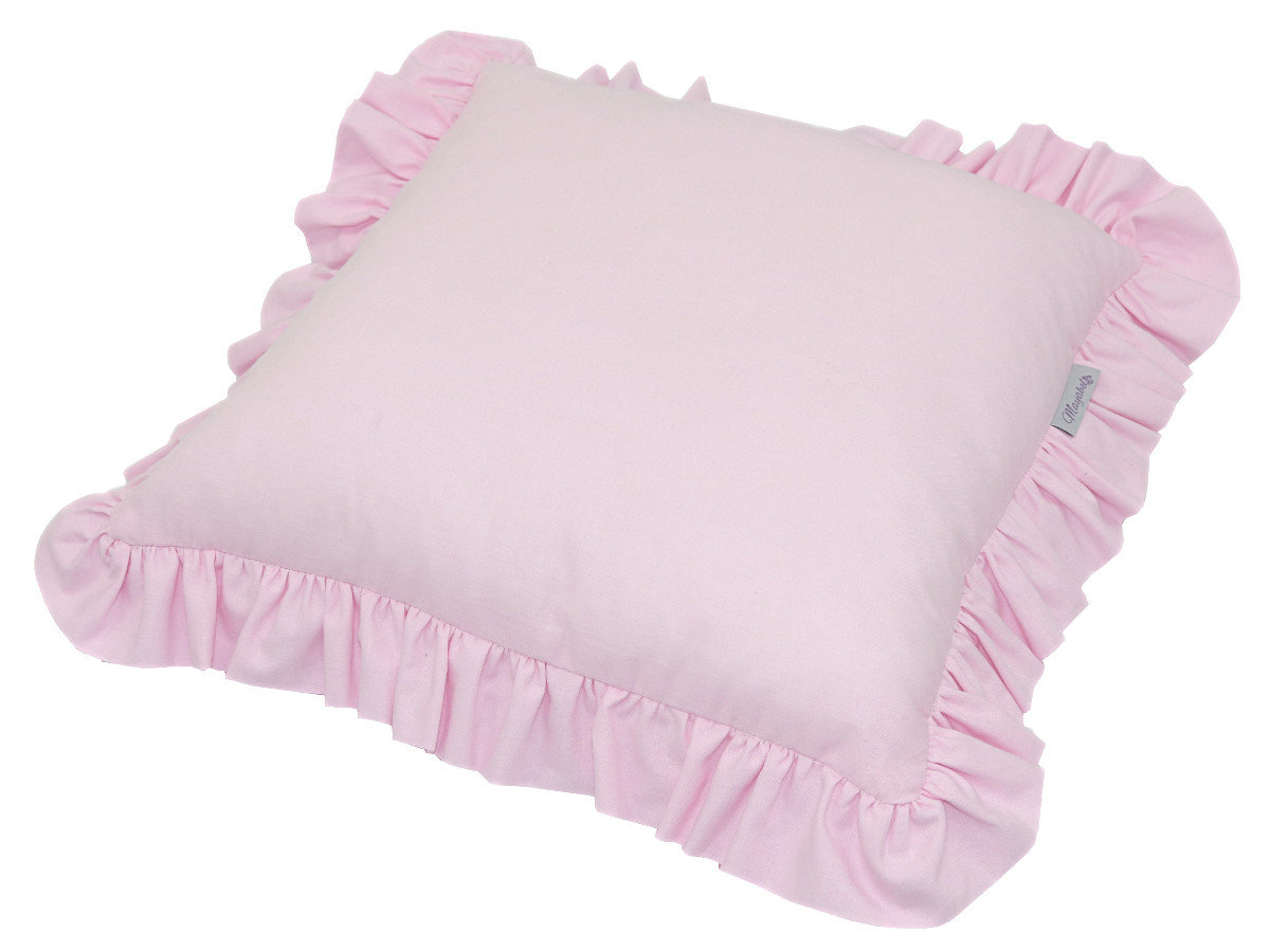 Pink square pillow with ruffles, Frilled pillow, Decorative pillow for  teepee