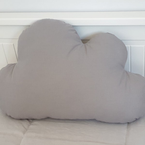 Enchanting cloud-shaped pillow in grey, Pastel-colored cloud pillow, Throw pillow, Personalized pillow, New baby gift, Cloud Nursery Pillow
